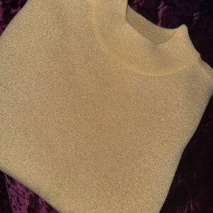 Women's Metallic Crewneck Sweater in Gold